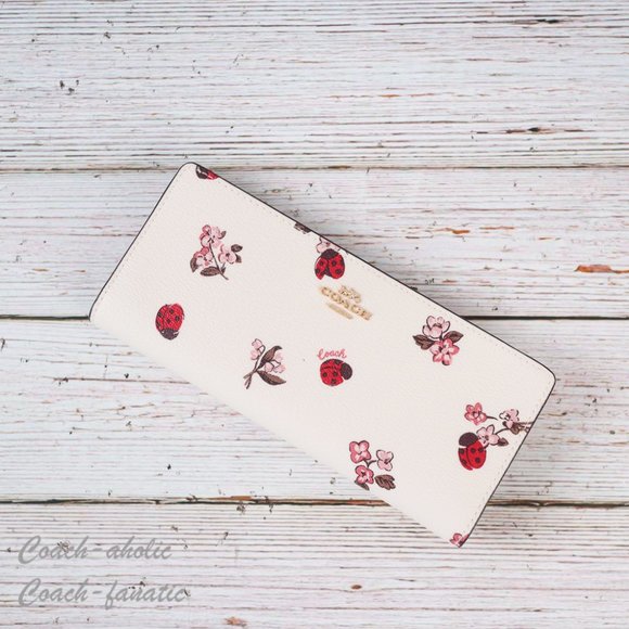 Coach Handbags - NWT Coach Slim Wallet With Ladybug Floral Print in Chalk Multi